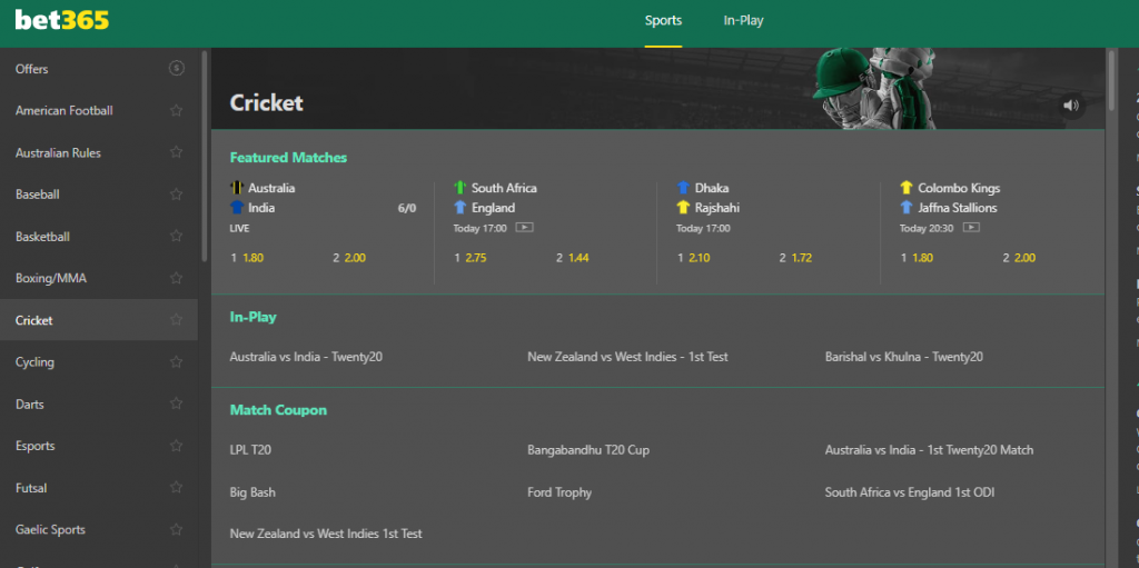 Bet365 cricket live score today